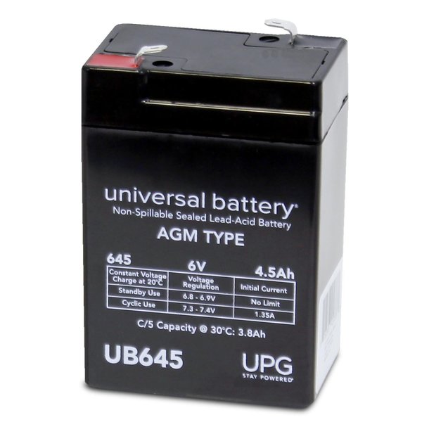 Upg Sealed Lead Acid Battery 6 V 45ah Ub645 F1 Faston Tab